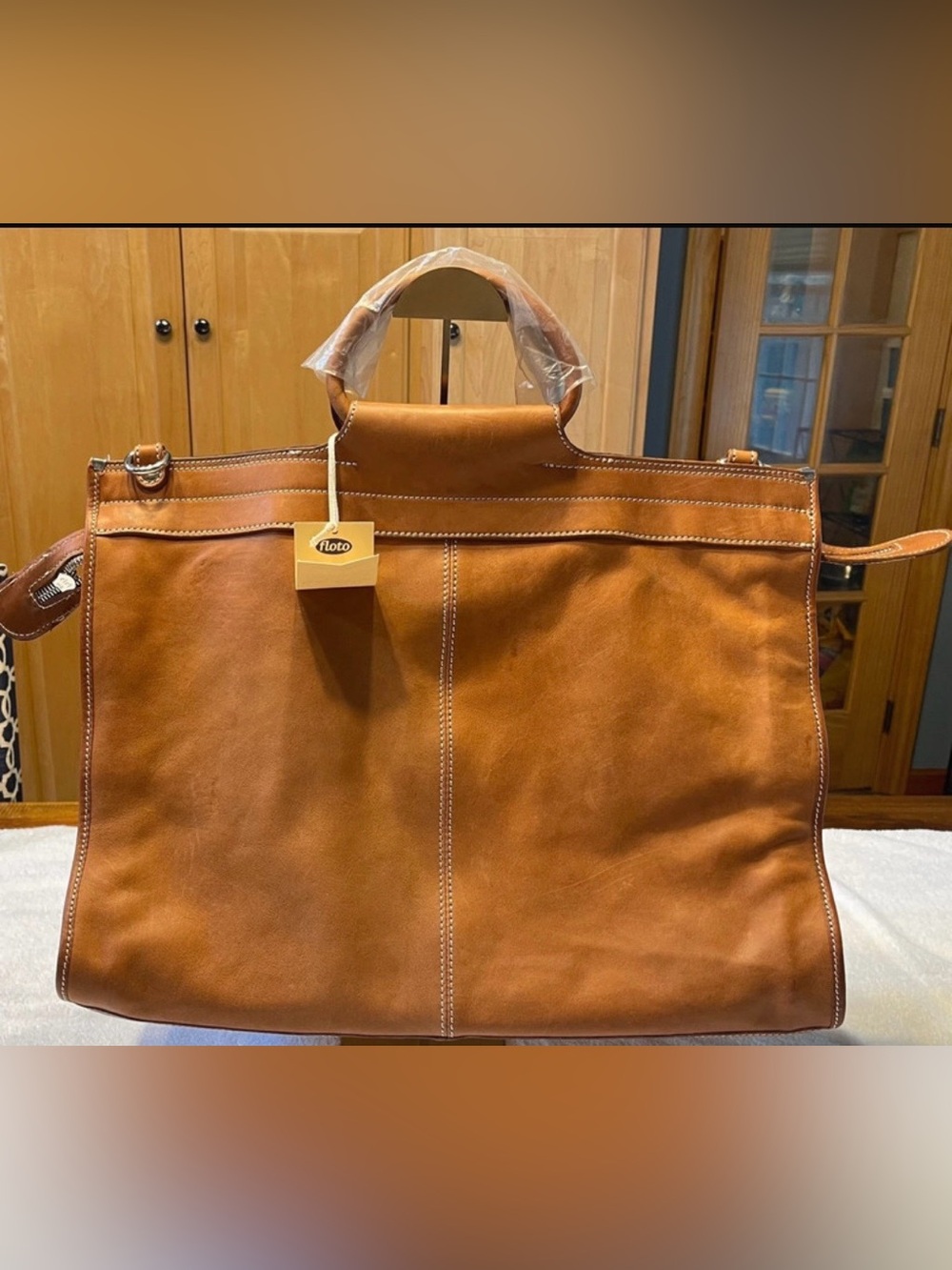 Floto Italian Leather Tan Leather Men's Duffle